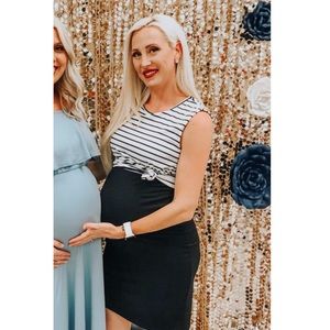 Maternity Striped color block dress